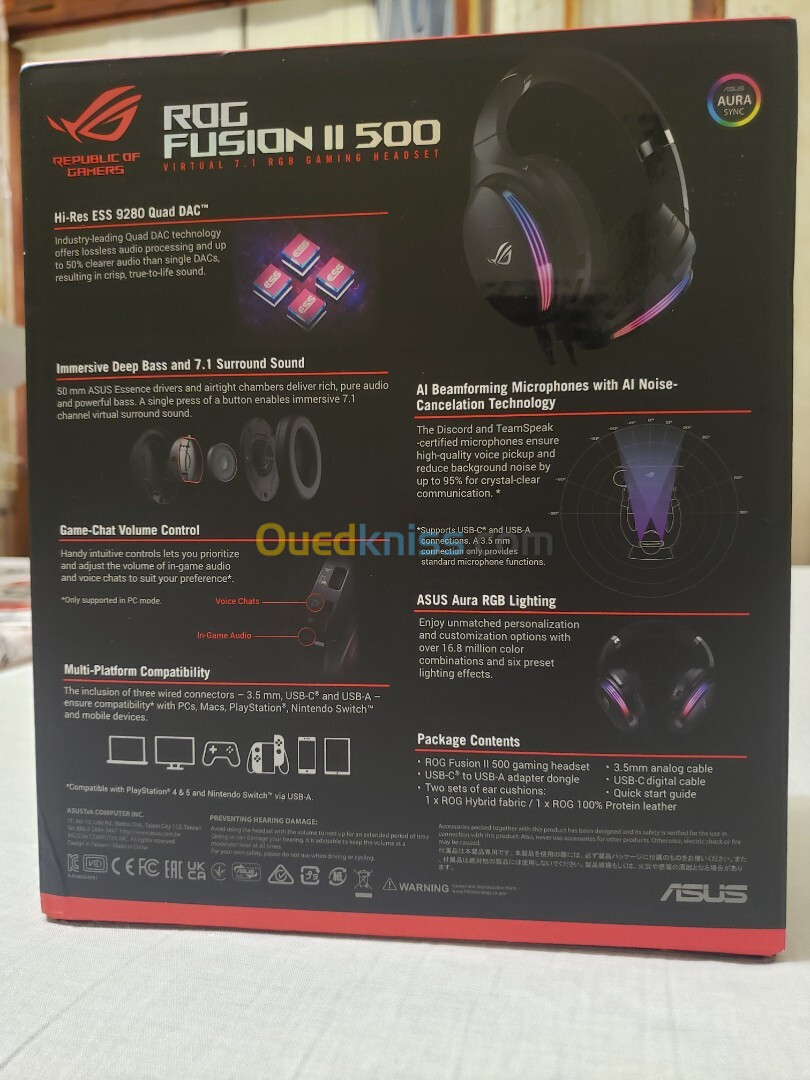 Casque Gaming Asus Rog Fusion II 500 7.1 Ps5 Pc ACHTE