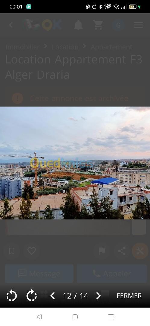 Location Appartement F3 Alger Draria