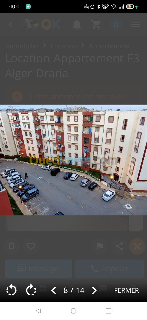 Location Appartement F3 Alger Draria