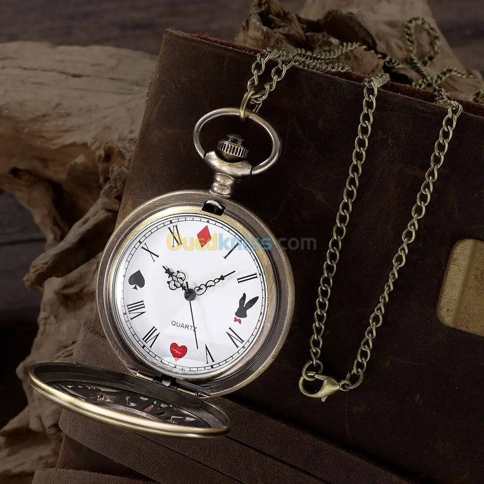 Montre de poche classique, style Alice wonderland 