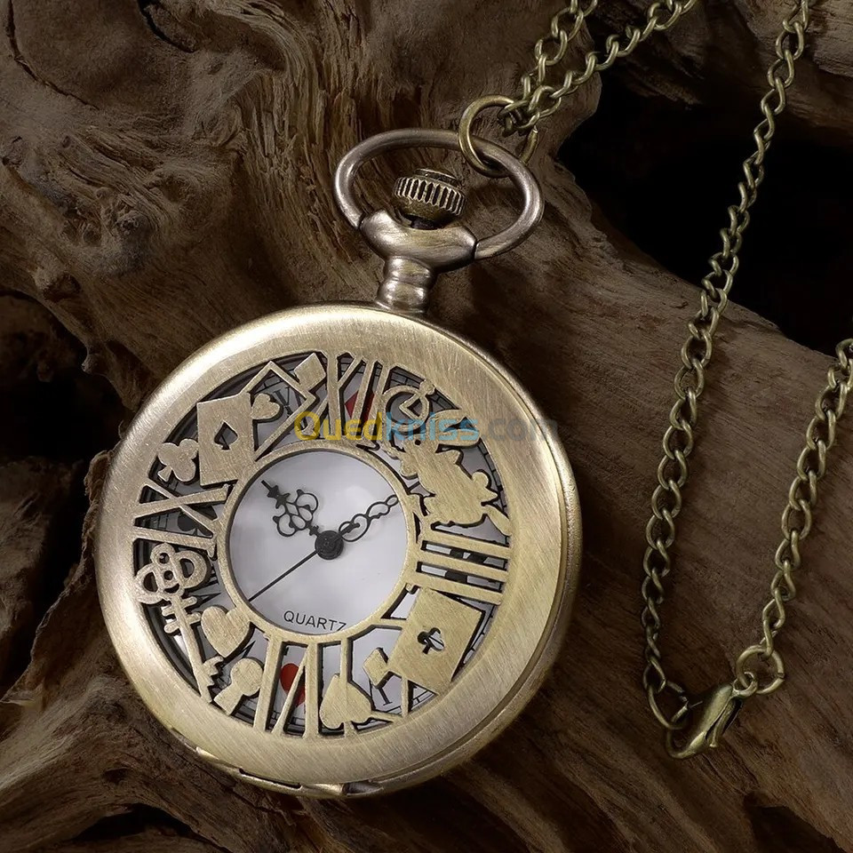 Montre de poche classique, style Alice wonderland 