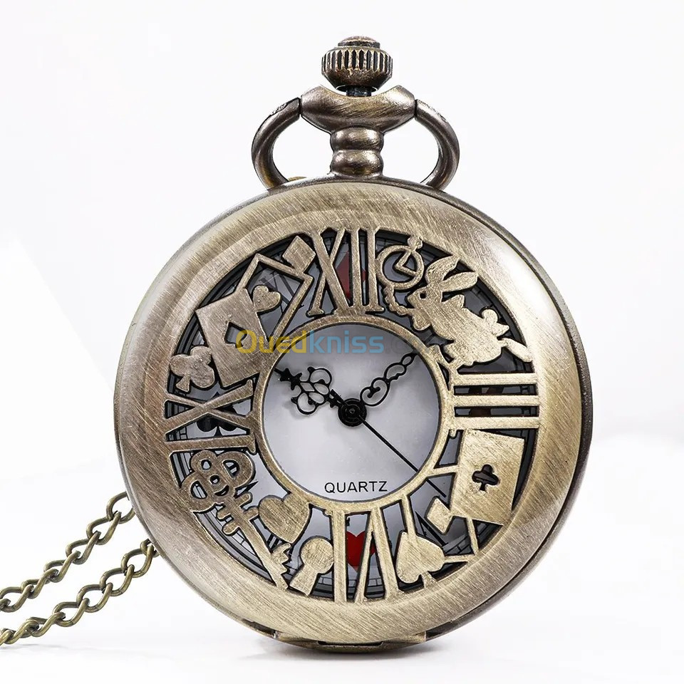 Montre de poche classique, style Alice wonderland 