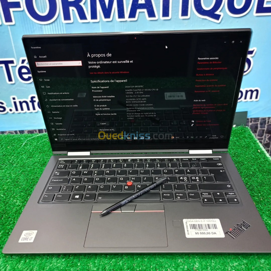 Lenovo thinkpad X1 Yoga i7 10510U RAM 16 GB 512SSD.. écran 14 FUL HD tactile 360