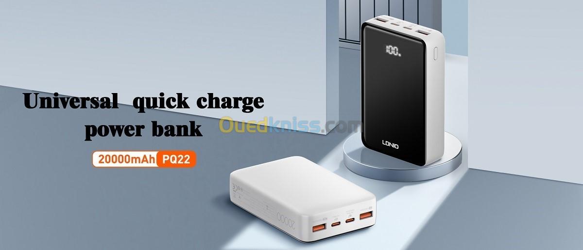 Powerbank - Ldnio PQ22 - 20000 Mah - 22.5w - Chargement Rapide - 02 USB - 02 Type-C