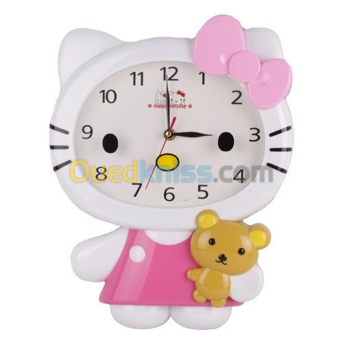Horloge Murale Pour Enfant - Hello Kitty - Blanc/Rose