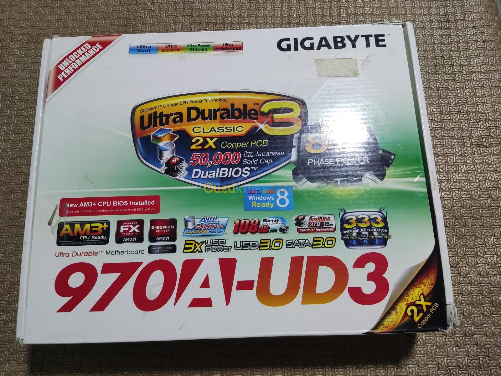 KIT GIGABYTE GA 970A UD3 AMD AM3+ FX/AM3 Phenom II + AMD FX8320 8-Core + RAM 8GB