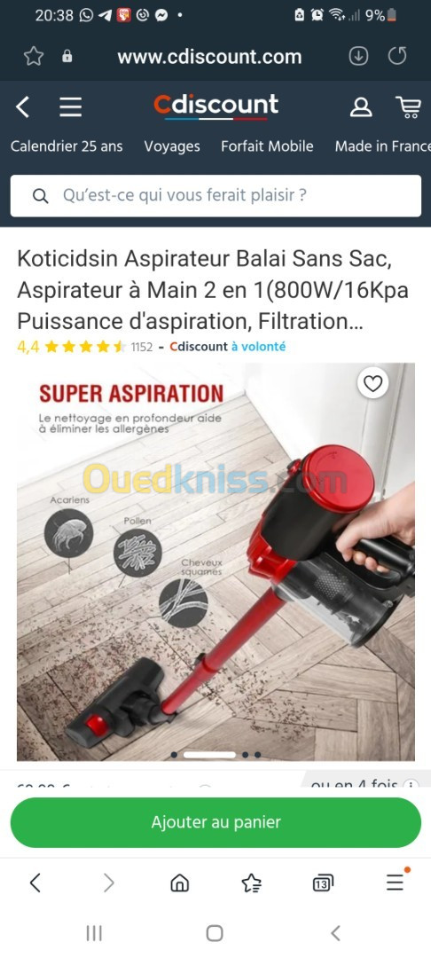 Balai aspirateur  koticidsn  800 watt