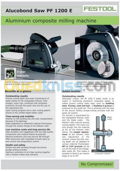 Festool Fraiseuse pour plaques aluminium festool pf 1200 e-plus ...