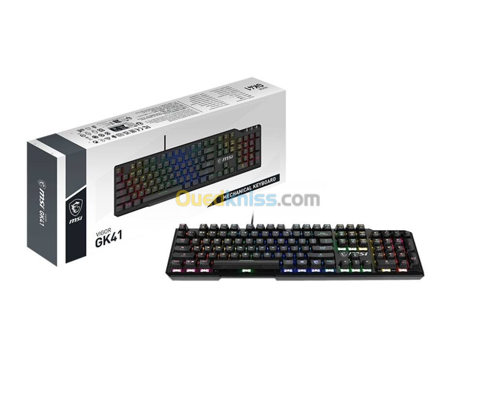 MSI VIGOR GK41 - CLAVIER FULL MECHANIC - AZERTY - FILAIRE - KAILH RED - LED RGB - USB 2.0 - black