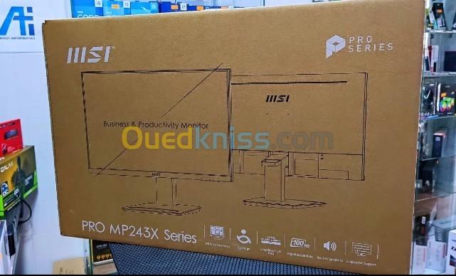 ÉCRAN MSI PRO MP243X - 23.8" FHD - 100 Hz - 1ms - Dalle IPS - Adaptive Sync - Haut-parleurs - Noir