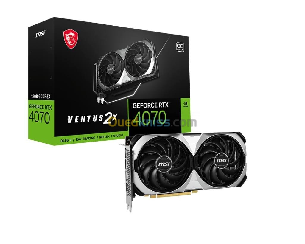 MSI GeForce RTX 4070 VENTUS 2X 12G OC - 12 Go GDDR6X - PCIe 4.0-2 x Ventilateurs TORX 4.0 - HDMI 2.1