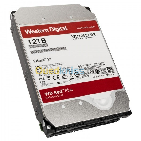 WD RED 12To NAS - 3.5" - SATA 6.0 Gb/S - Disque dur interne - 7200 RPM - WD121KFBX