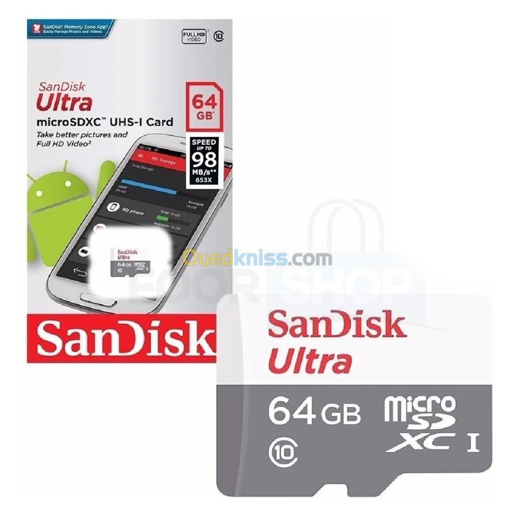 SanDisk Ultra MicroSDXC 64 GB Carte Mémoire HC Classe 10 UHS I Jusqu'a 100 Mb/S