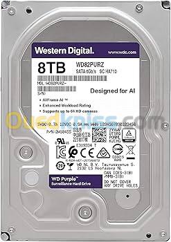  WD PURPLE 8TB HDD - DISQUE DURE SURVEILLANCE - WD82PURZ - SATA 6GB/S - 3,5" 256MB - 7200 RPM - CMR