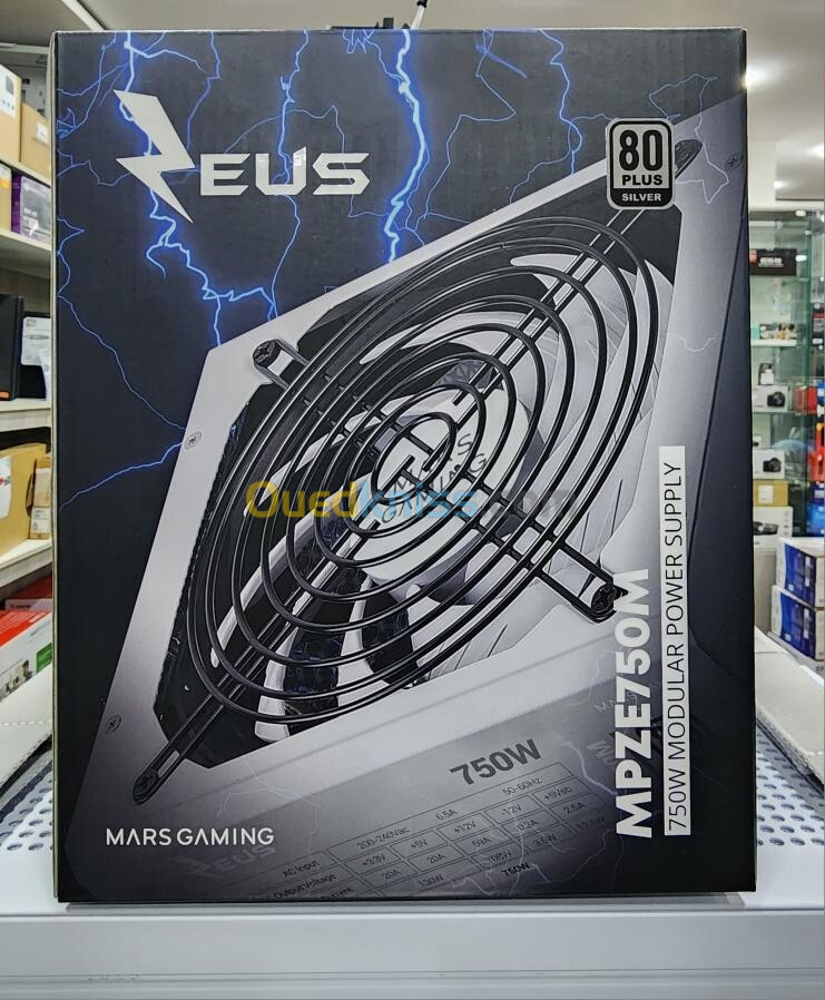 MARS GAMING MPZE750M - ALIMENTATION 750W - FULL MODULAIRE - 80 PLUS SILVER - TECHNOLOGIE AI - WHITE 