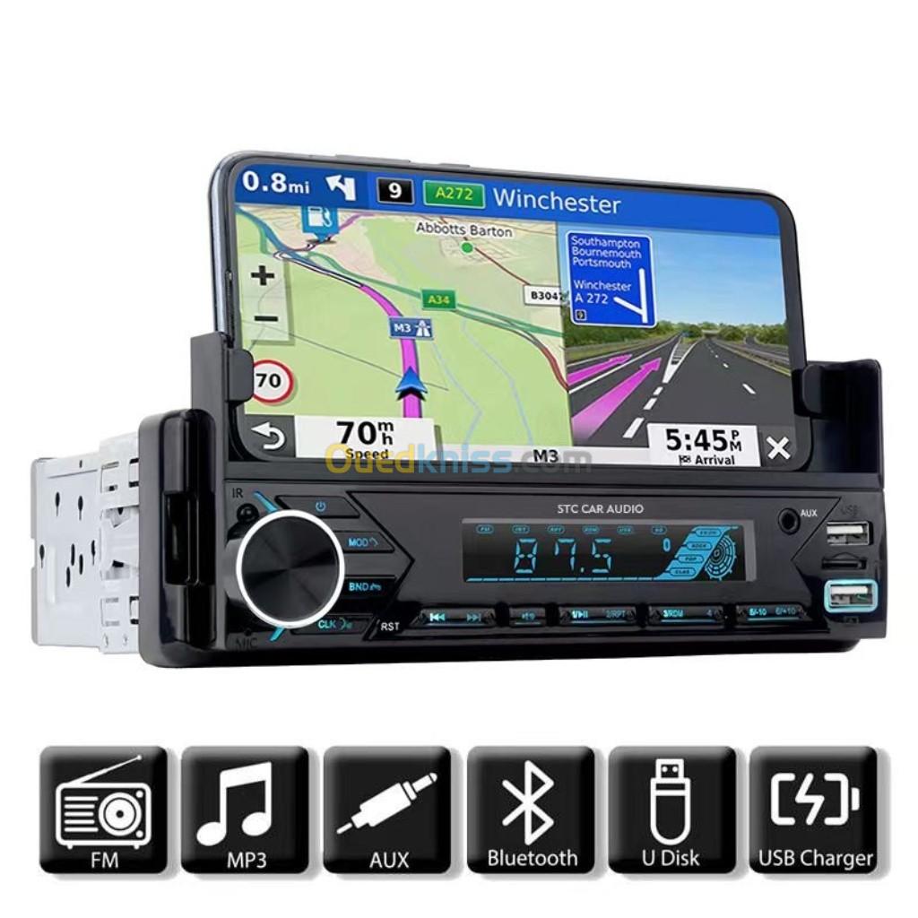 Poste radio BT In-dash 1 Din Fm Aux-in Récepteur SD USB avec support de téléphone