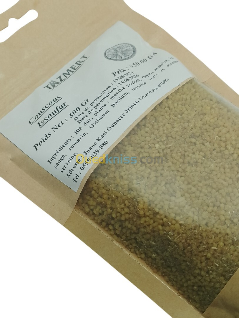 Couscous SRYER (ISSOUFAR) fait maison 100% naturelle 300 Gr 