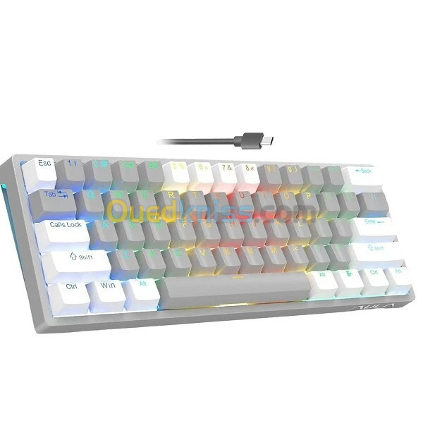 CLAVIER GAMER MAGMA MECANIQUE F61WG WHITE GREY 60% WIRELESS RGB