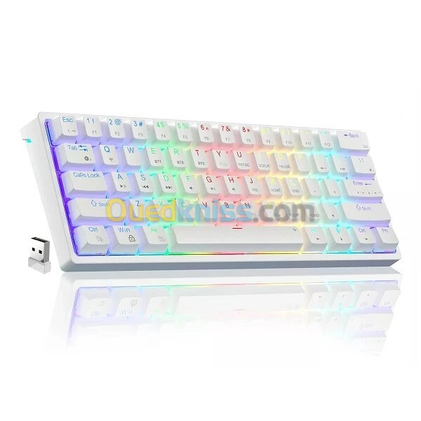 CLAVIER GAMER MAGMA MECANIQUE F61W WHITE 60% WIRELESS RGB