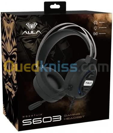 AULA Casque Gaming filaires S603 avec Microphone pour PC, PS4.