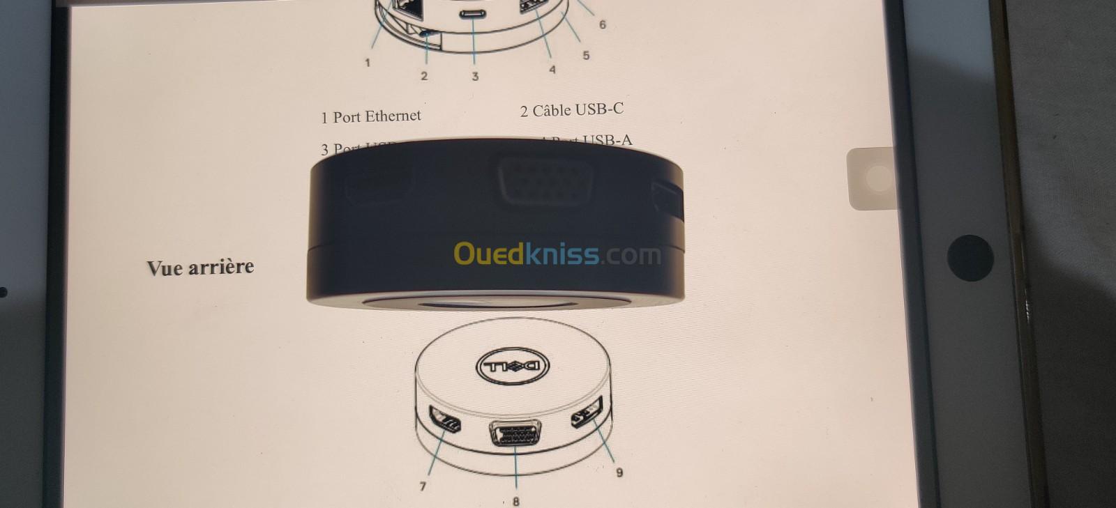 Connecteur USB Type C vers PORT VGA ,HDMI ,USB A,USB C ,PORT ETHERNET