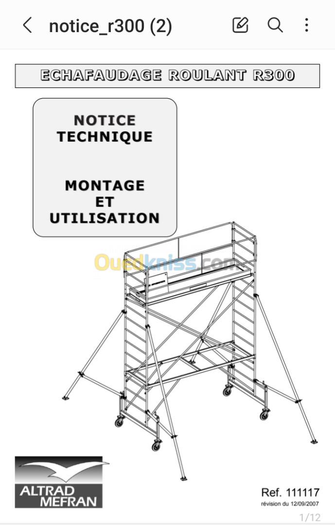 location  echafaudage roulant en acier galvanisé