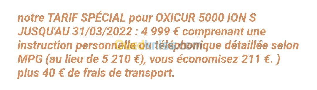 Concentrateur d'oxygène / ioniseur OXICUR 5000 ION