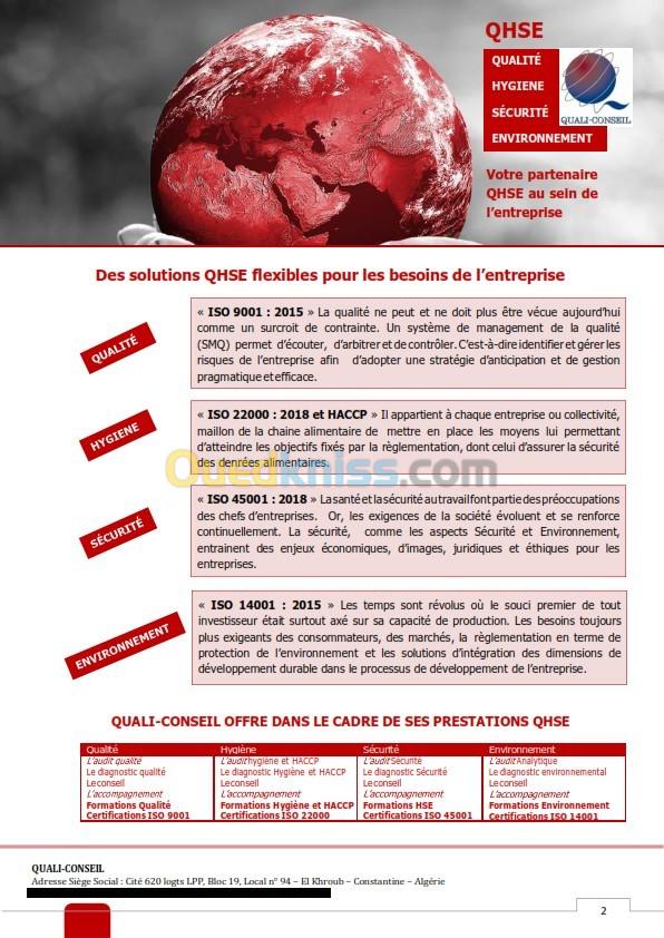 Accompagnement ISO 9001, ISO 14001, ISO 45001, ISO 22000