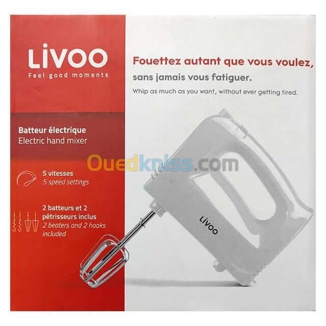 Batteur À Main 5 Vitesses 200W Livoo