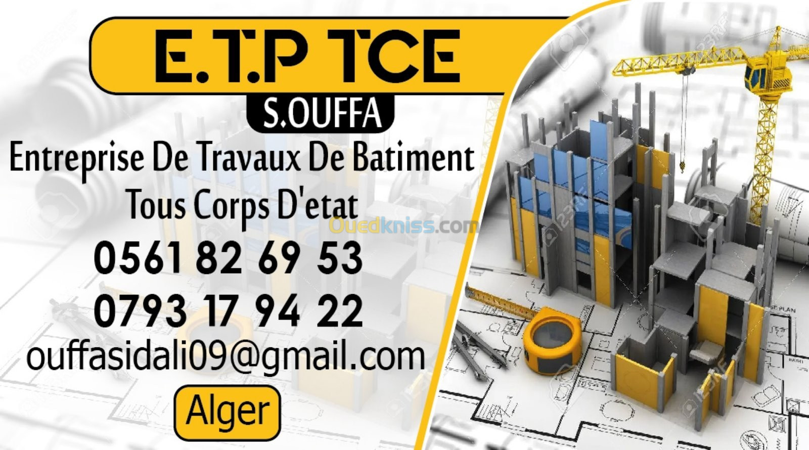 Entreprise de travaux construction 