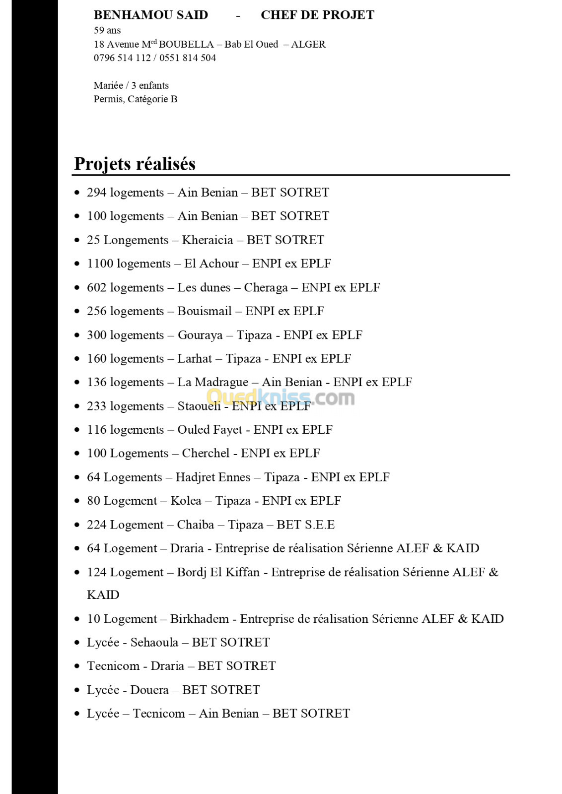 Suivi et réalisation - Chef de projet 