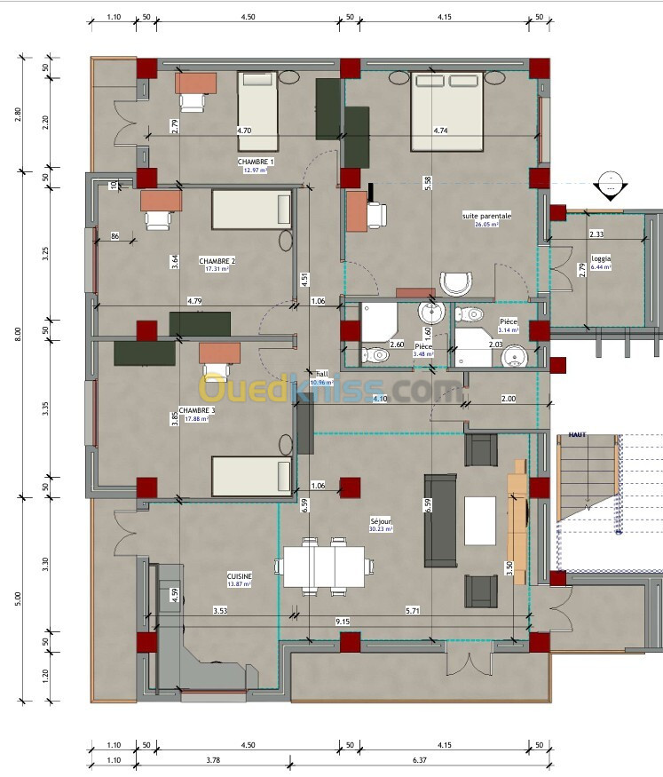 Vente Appartement F5 Alger Bordj el kiffan