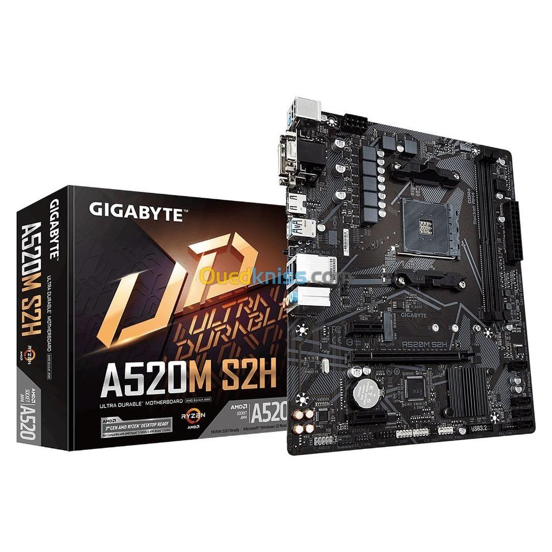 Gigabyte A520M S2H Carte Mère Micro ATX Socket AM4 AMD - 2 X DDR4 - SATA 6Gb/S + M.2 - USB 3.0