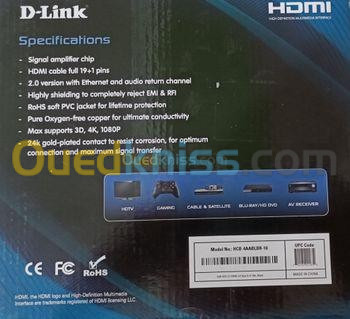 D-Link Cable HDMI 10M 2.0 4K