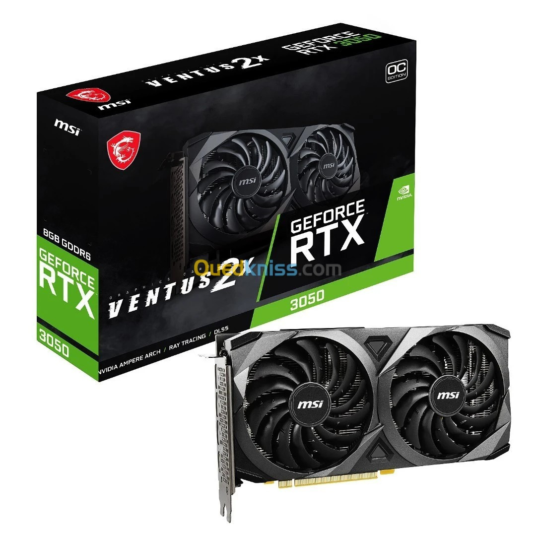 MSI GEFORCE RTX 3050 VENTUS 2X 8G OC EDITION GDDR6 - 1492 MHZ - PCI EXPRESS GEN 4 - 4K 120 HZ - GRIS