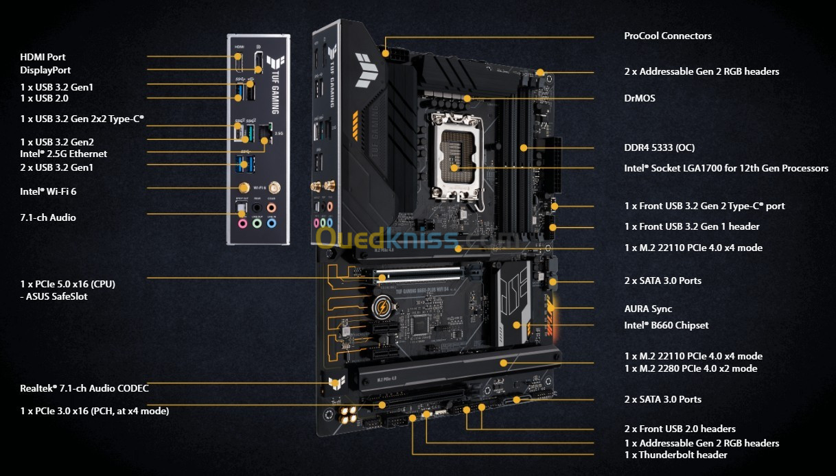 ASUS TUF GAMING B660-PLUS WIFI D4 - ATX Socket 1700 Intel - USB 3.2 - PCI-Express 4.0 16x