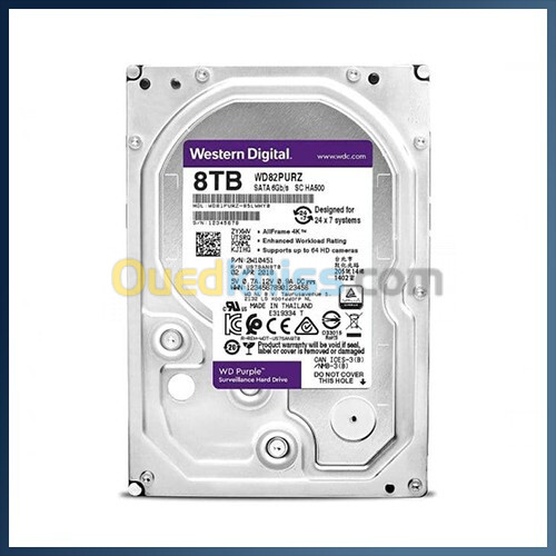 WD PURPLE 10TB HDD - DISQUE DURE SURVEILLANCE - WD102PURZ - SATA 6GB/S - 3,5" 256MB - 7200 RPM - CMR