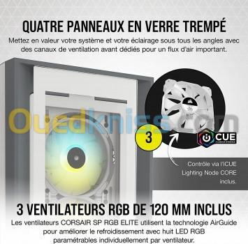 Boitier Corsair ICUE 5000X RGB Tempered Glass Moyen Tour - Panneau En Verre Trempé Et Ventilateurs