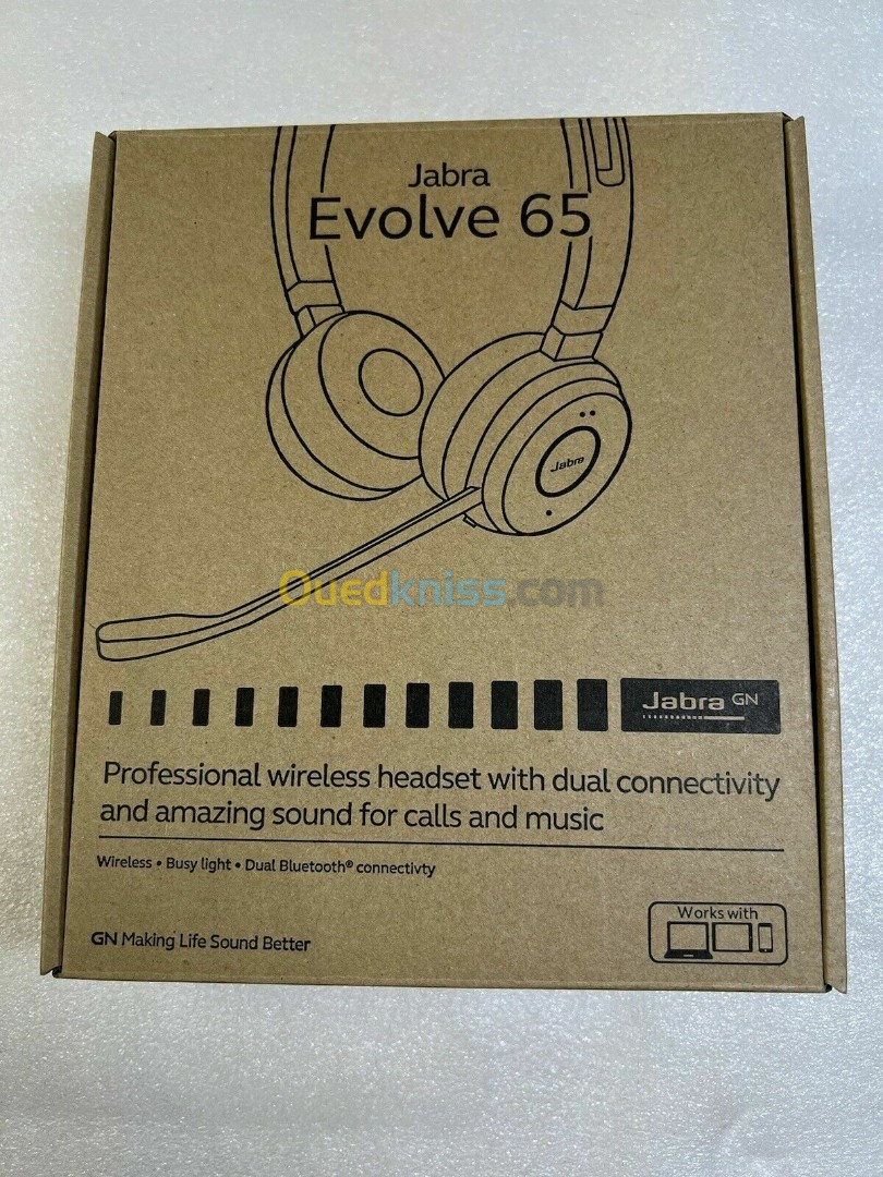 CASQUE JABRA EVOLVE 65 SE STÉREO- SANS FIL- BATTERIE - CERTIFIÉ MICROSOFT - USB BLUETOOTH - NOIR