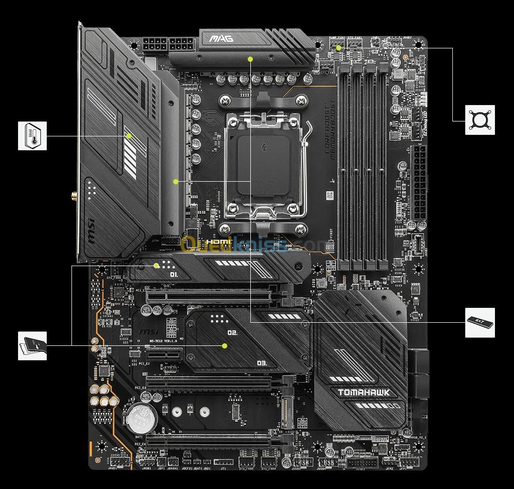 MSI MAG X670E TOMAHAWK WIFI ATX Socket AM5 4x DDR5 - M.2 PCIe 5.0 - USB 3.2 - PCI-Express 5.0 16x