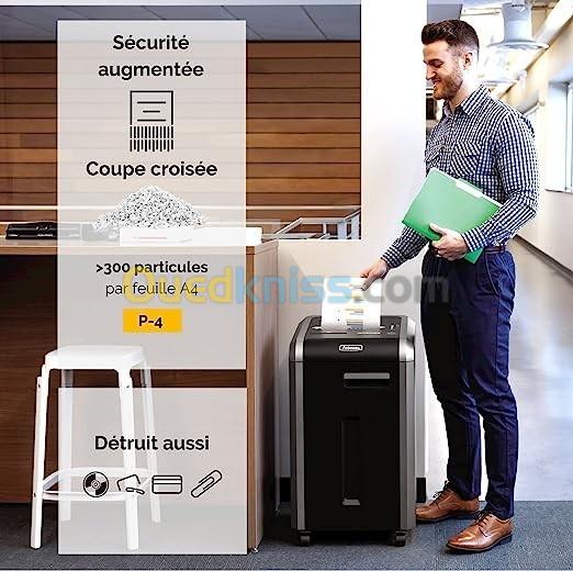 FELLOWES DESTRUCTEUR DE DOCUMENTS LX25 - COUPE CROISÉE P4 - 11,5 LITRES - AGRAFES - TROMBONES