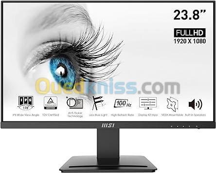 ÉCRAN MSI Pro MP243X 23.8" Full HD - IPS 1920x1080, 100Hz, Confort Oculaire, DisplayKit -HDMI-