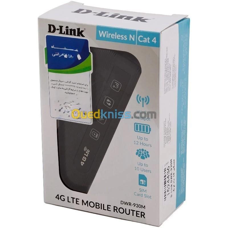 D-LINK MOBILE ROUTER DWR-930M 4G/LTE - CARTE SIM - JUSQU'À 150 MBPS - WPA/WPA2 - 3000MAH -