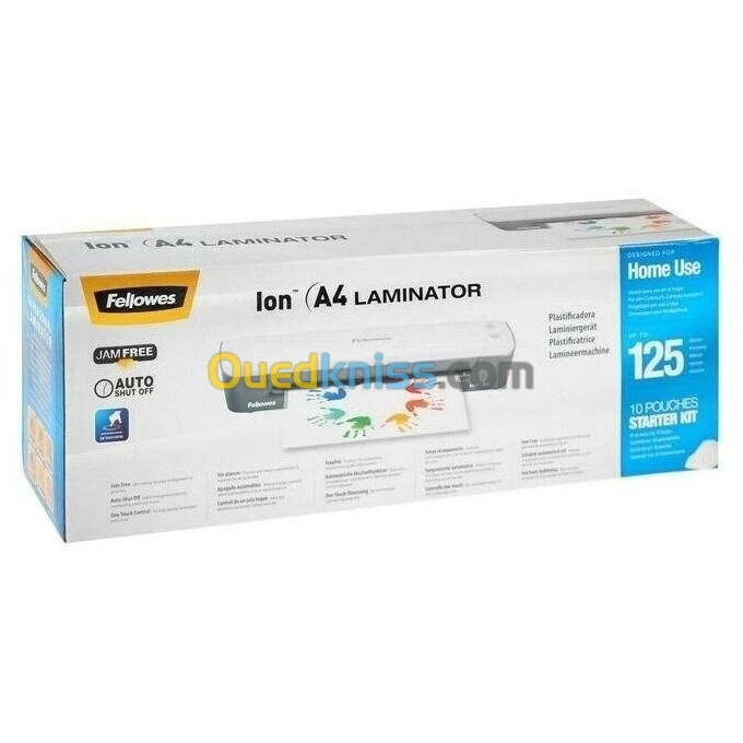 FELLOWES PLASTIFIEUSE ION LAMINATOR A4 - 4 MINUTES DE PRÉCHAUFFAGE - 125 MICRONS - 240 MM - PHOTOS -