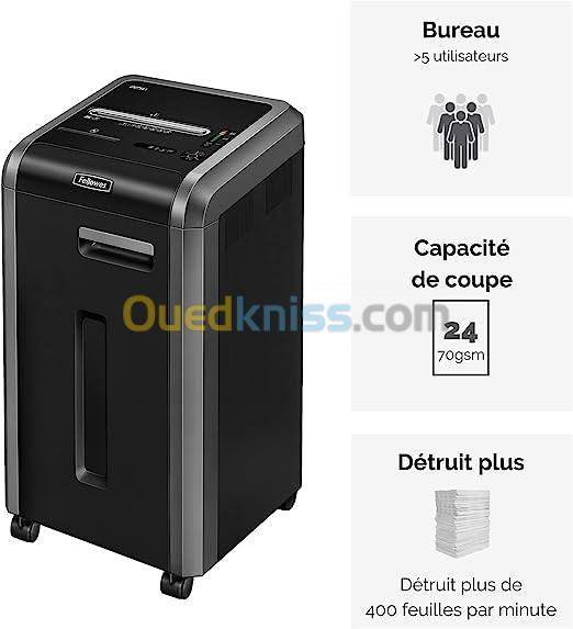 FELLOWES DESTRUCTEUR DE DOCUMENTS LX25 - COUPE CROISÉE P4 - 11,5 LITRES - AGRAFES - TROMBONES