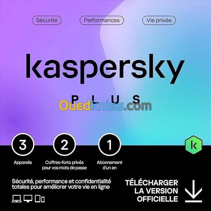 KASPERSKY PLUS ANTIVIRUS 2023 VPN INTERNET SECURITY 3 APPAREIL VPN ILLIMITÉ