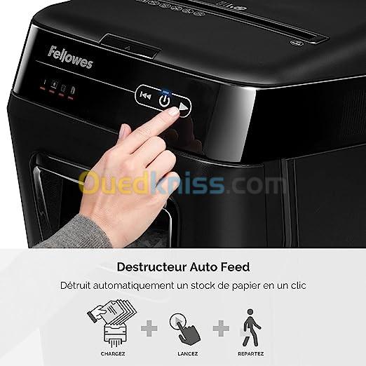 FELLOWES DESTRUCTEUR DE DOCUMENTS AUTOMAX 150C - COUPE CROISÉE P4 - 32 LITRE - AGRAFES - TROMBONES