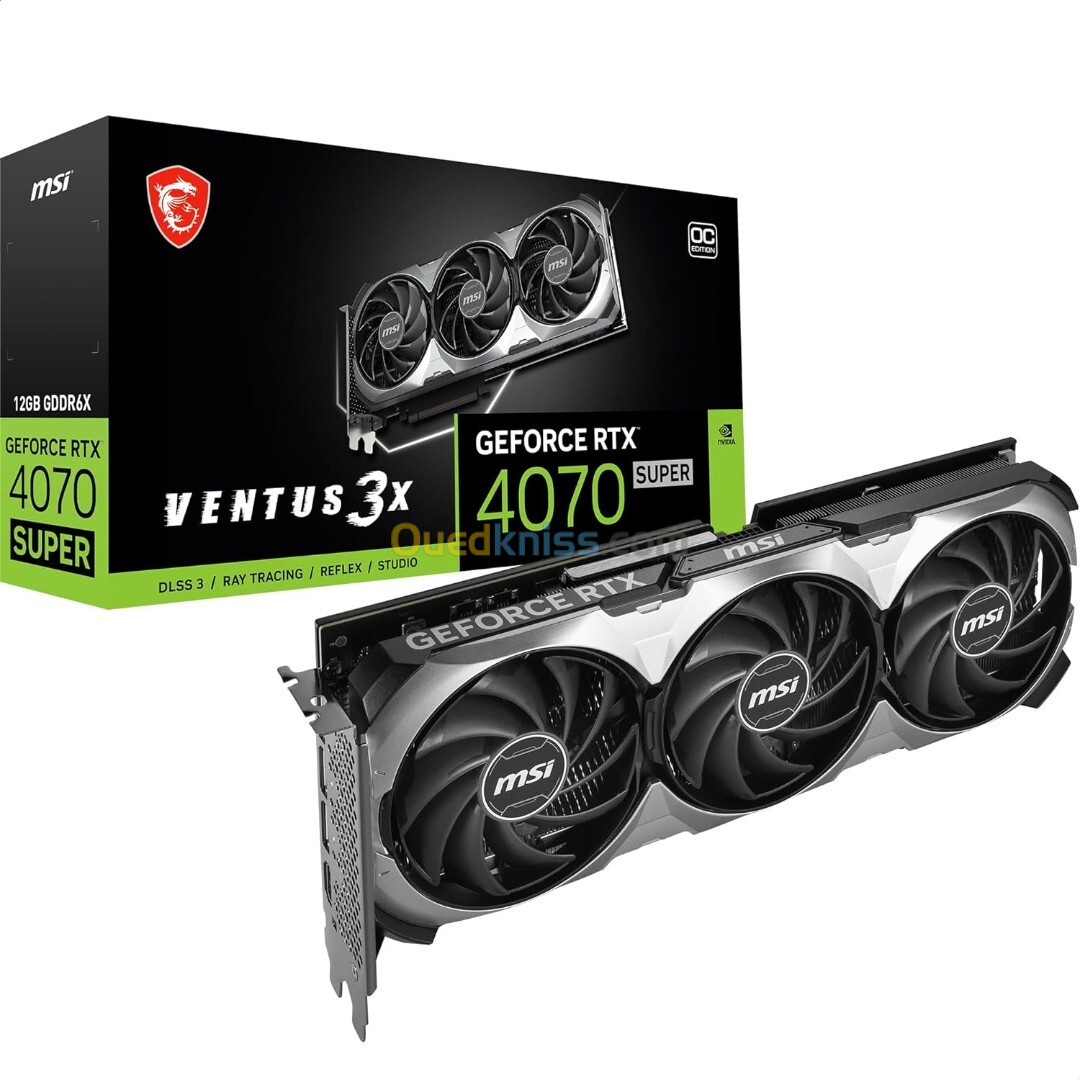 MSI GeForce RTX 4070 Super 12G Ventus 3X OC - 8K HDR - 12 Go GDDR6X - 2520 MHz - PCI Express - Noir