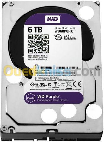 Disque WD Purple Surveillance 6TB 3.5"