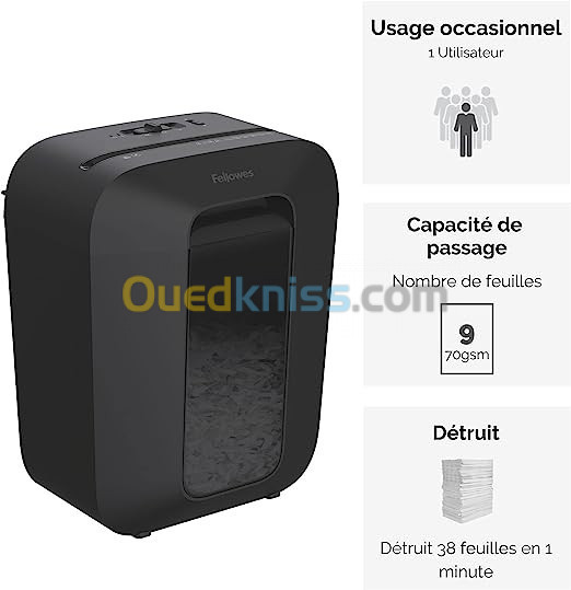 Fellowes Destructeur De Documents LX50 Coupe Croisée P4 - 17litre